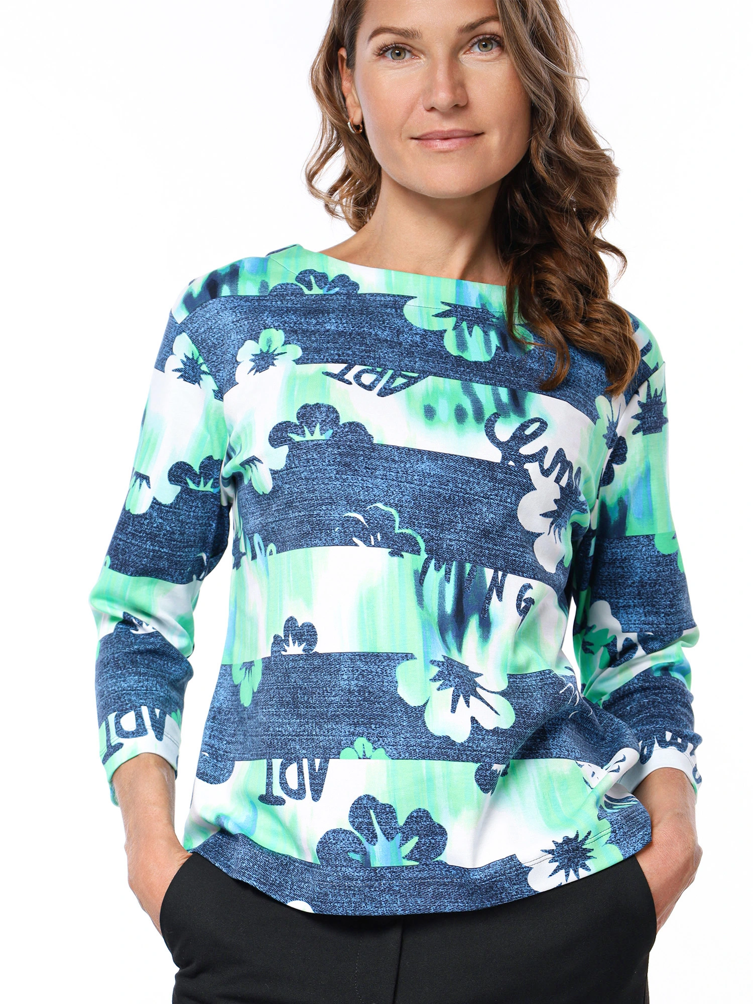 Футболка трикотажная с рукавом 3/4 из хлопка